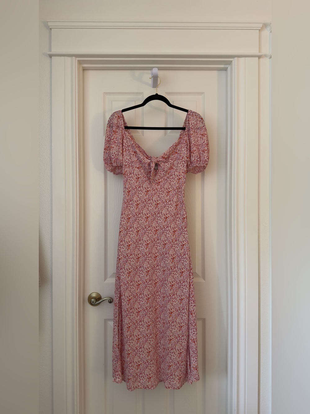 Petal & pup floral midi length dress tie front short sleeve empire waist